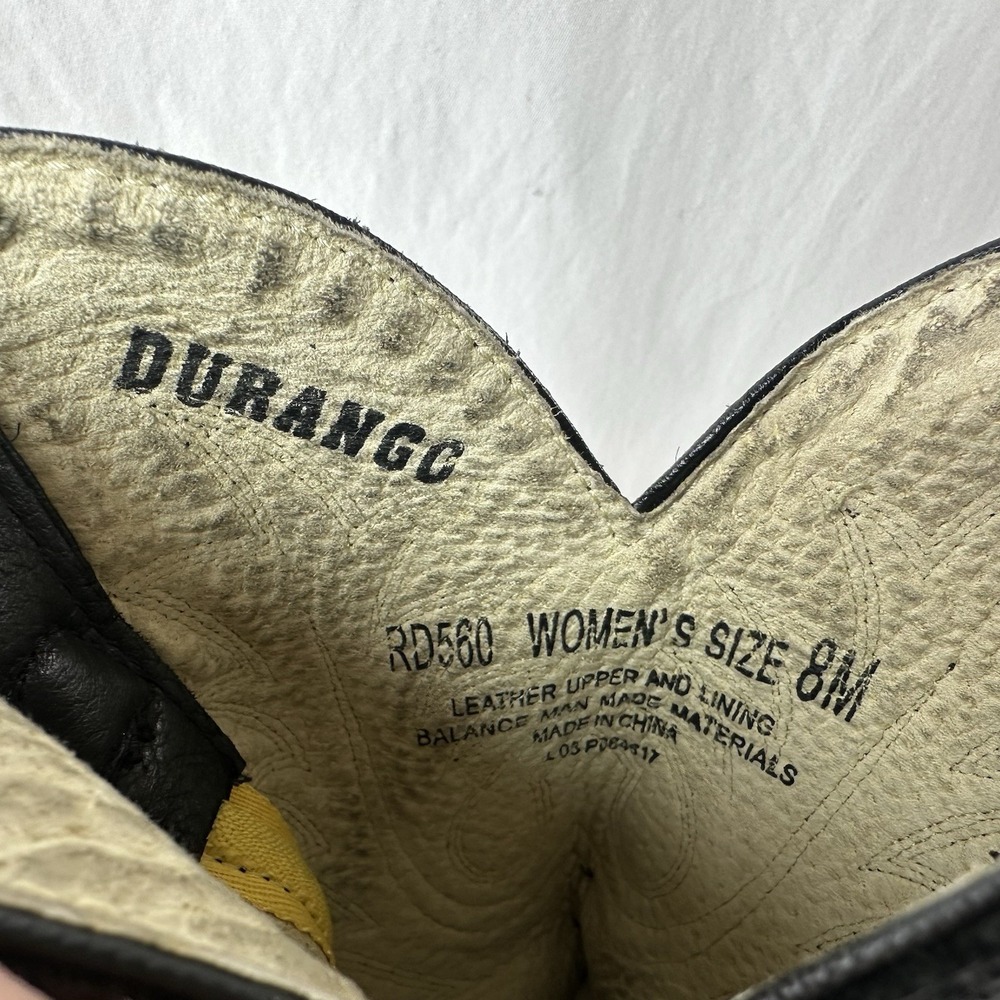 Vintage Durango Black Leather Cowboy Biker Boots RD560 Women's Sz 8 M Toe Rands - Picture 11 of 11
